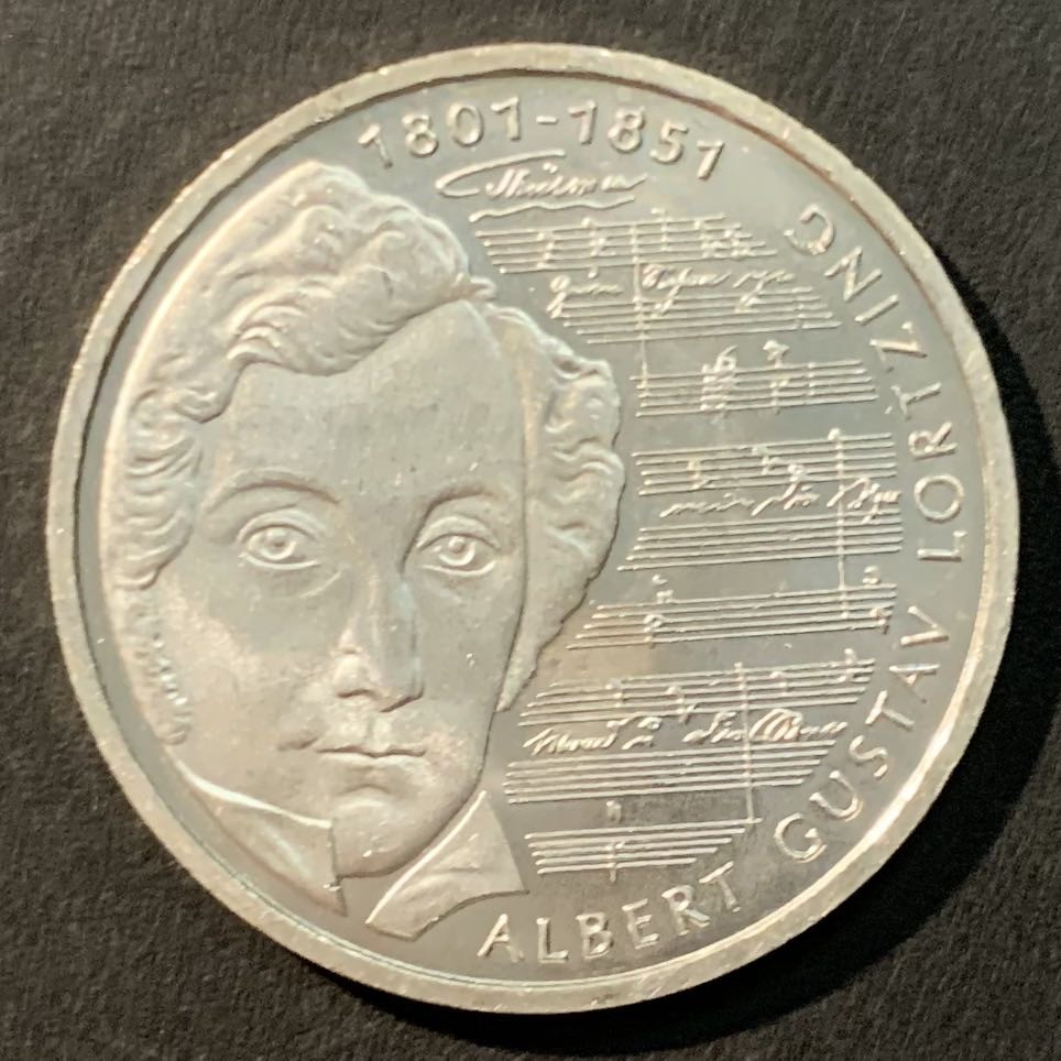 紫瑗钱币——微拍第109期 德国 2001年 J厂 洛尔青200周年 10马克 15.5克 0.925银