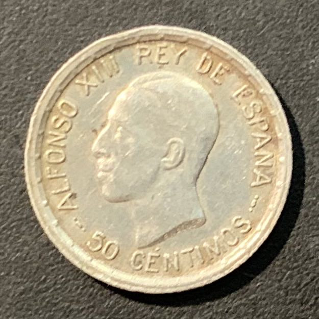 紫瑗钱币——微拍第109期 西班牙 1926年 阿方索十三世 中年头 50分 2.5克 0.835银