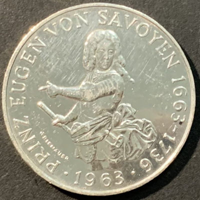 紫瑗钱币——微拍第109期 - 奥地利 1963年 欧根亲王诞辰300周年 25先令 13克 0.8银