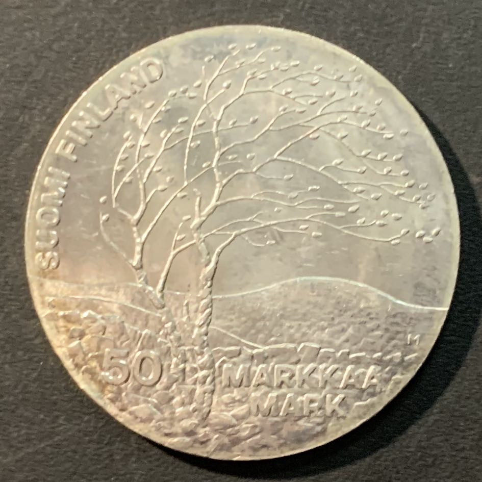 紫瑗钱币——微拍第106期 芬兰 1983年 世界田径锦标赛 50马克 22克 0.5银 UNC