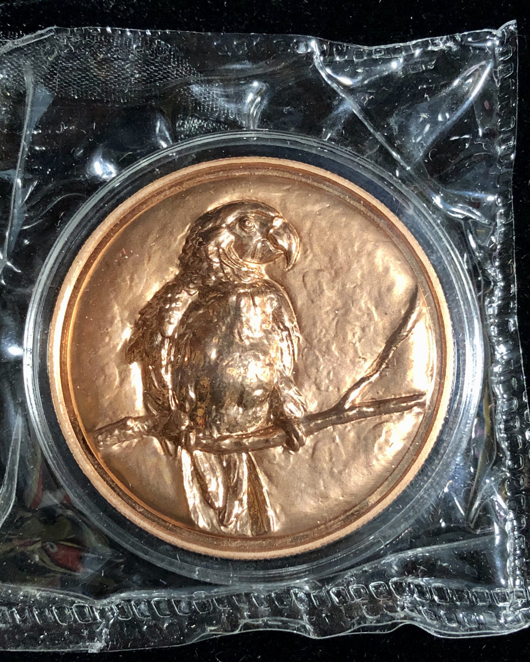 铜章拍卖专场 鹦鹉铜章 紫铜 40mm 原盒原证书