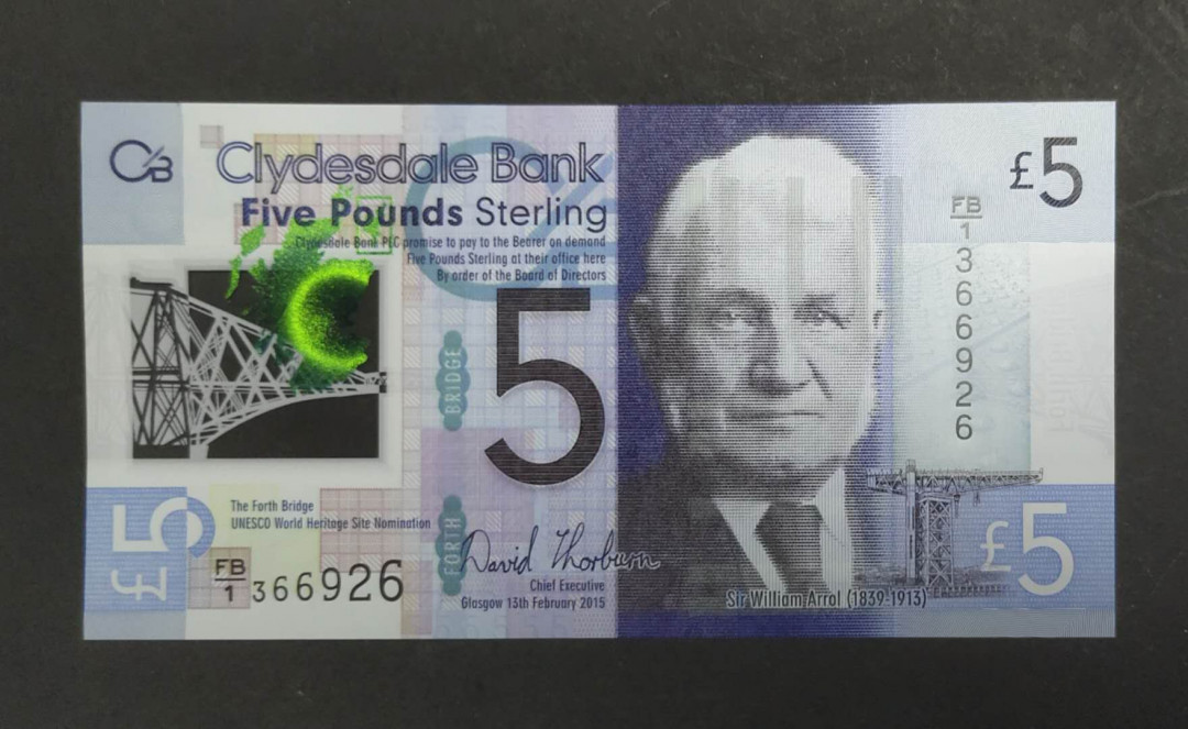 ★币不可少★第127期微拍★快递包邮 苏格兰5镑 塑料钞 全新