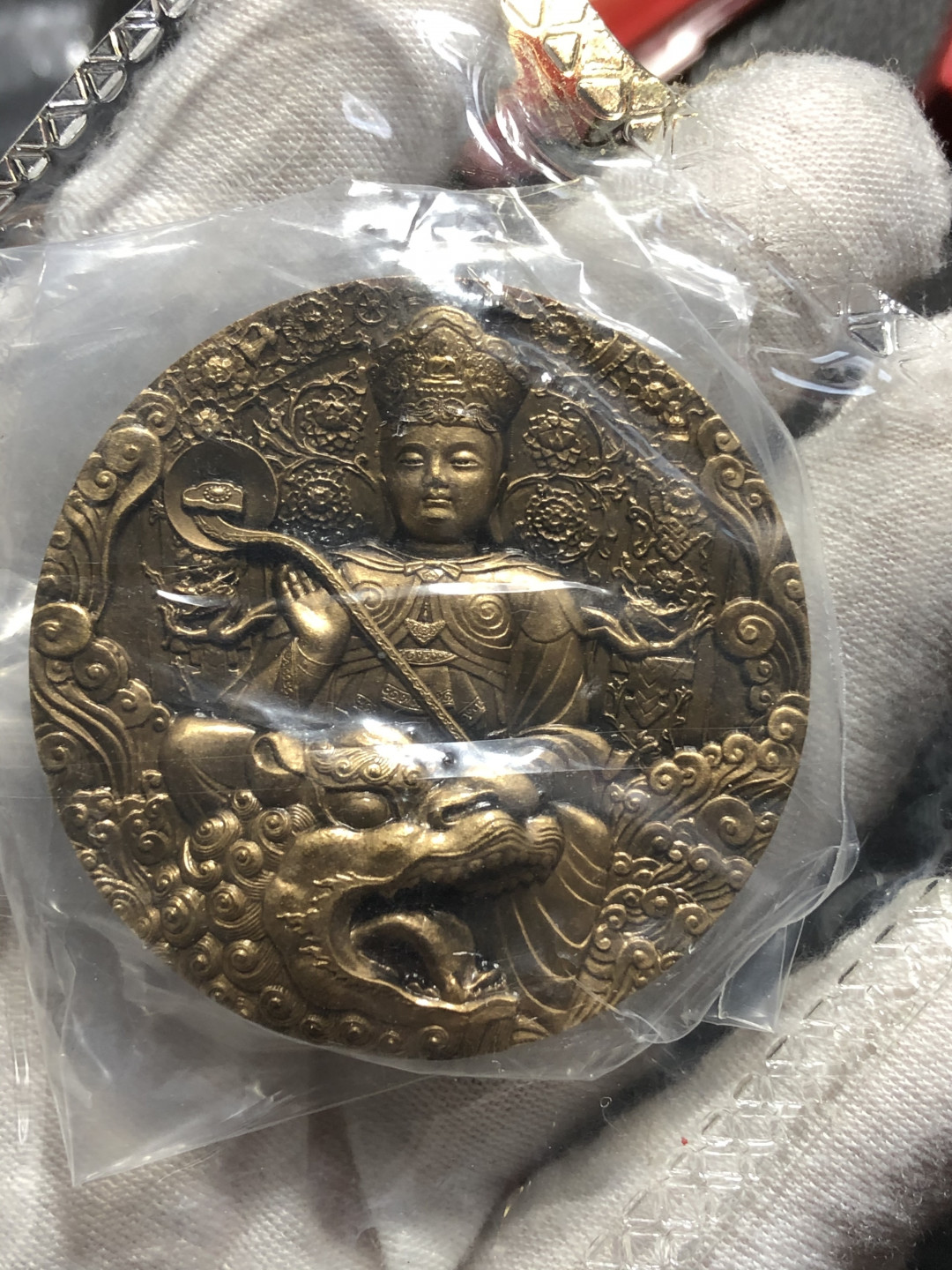 铜章拍卖专场 五台山铜章—中国四大佛教名山之首 黄铜 45mm