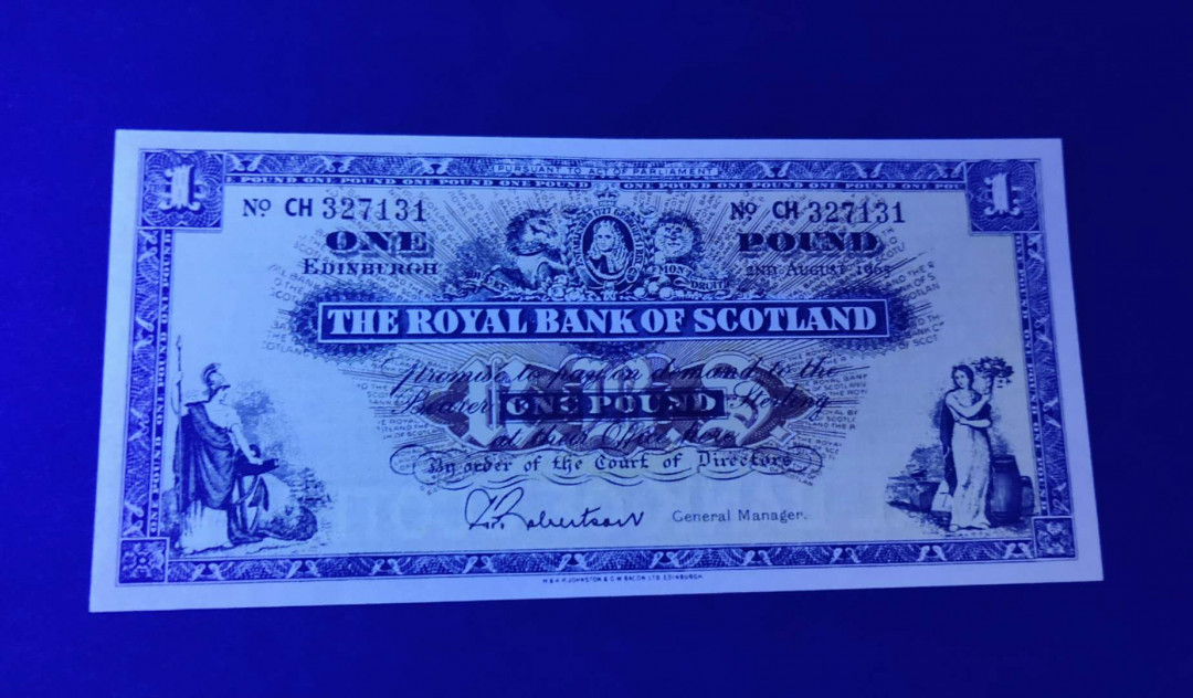 ★币不可少★第127期微拍★快递包邮 苏格兰1镑1965年 绝品全新 局中极佳