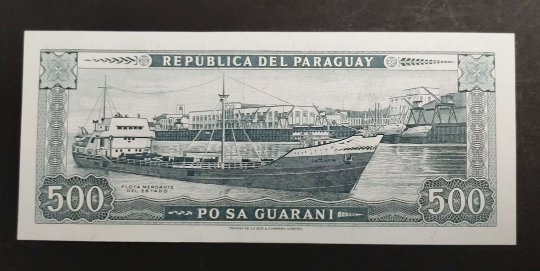 ★币不可少★第127期微拍★快递包邮 1952年巴拉圭 500A冠 大船