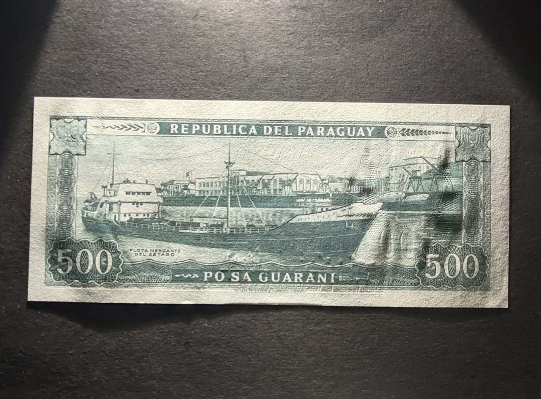 ★币不可少★第127期微拍★快递包邮 1952年巴拉圭 500A冠 大船