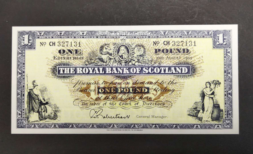 ★币不可少★第127期微拍★快递包邮 苏格兰1镑1965年 绝品全新 局中极佳