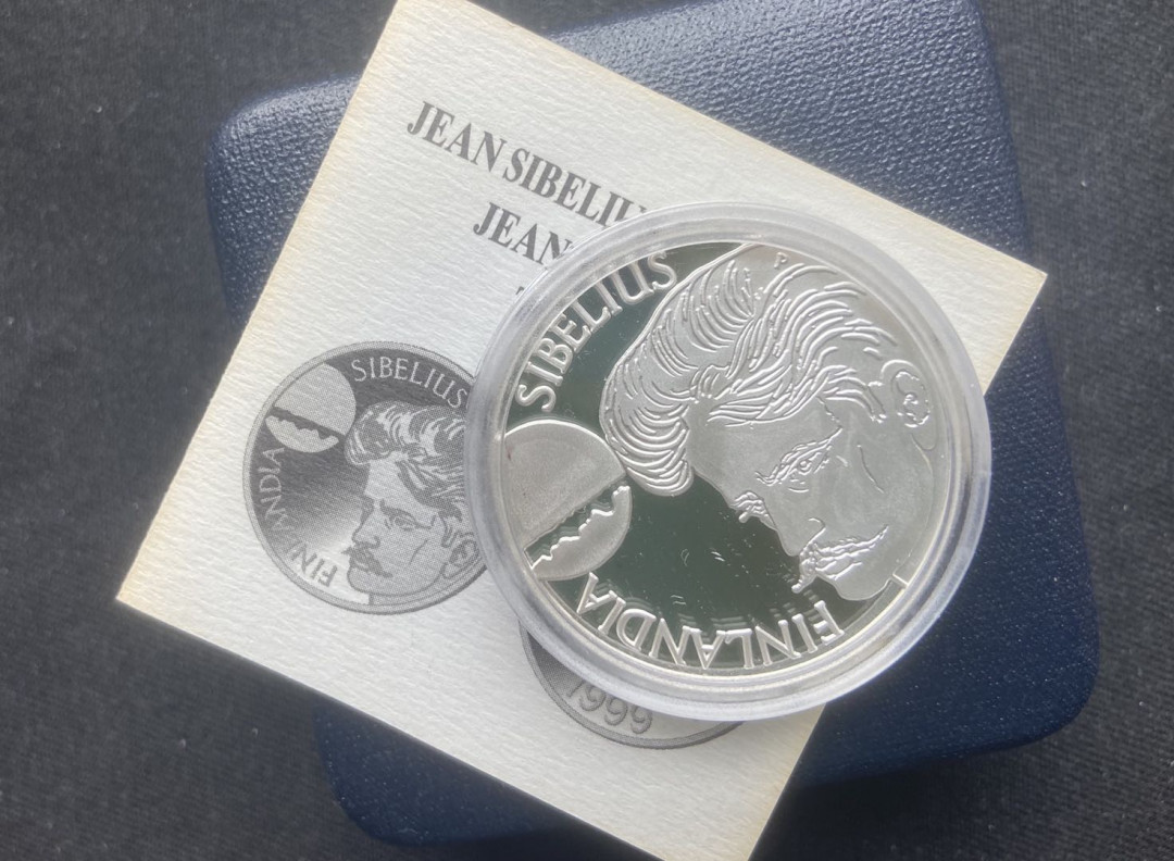 【币观天下】第117期钱币拍卖 【芬兰】1999芬兰著名作曲家西贝柳斯银币
