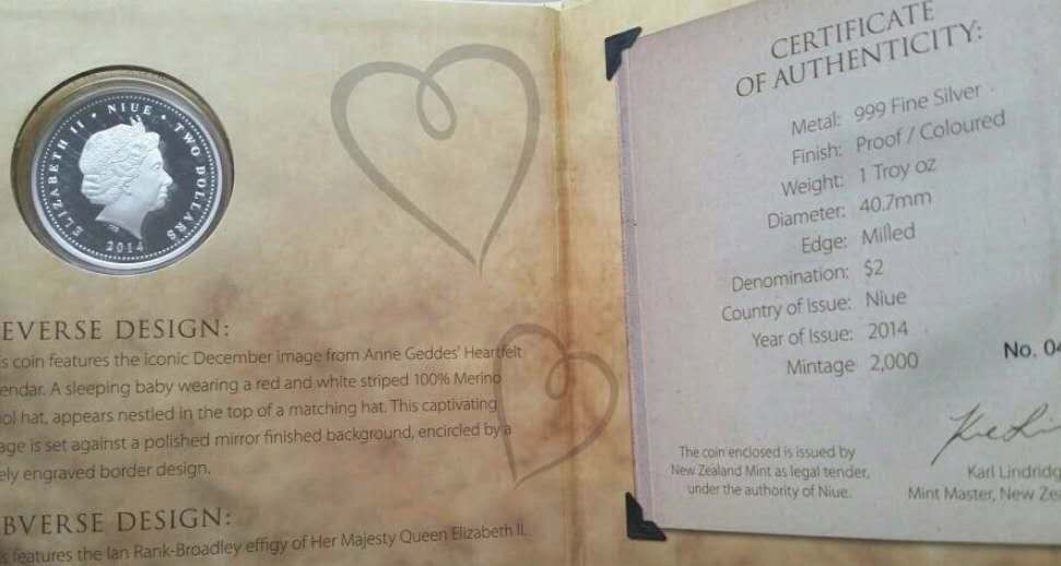 【币观天下】第117期钱币拍卖 纽埃2014年安妮格蒂斯宝贝摄影银币 