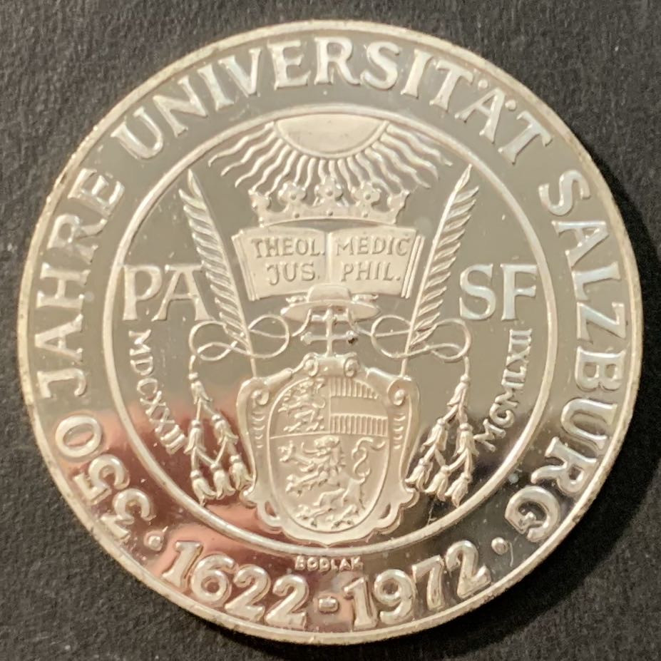 紫瑗钱币—微拍第95期  奥地利 1972年 萨尔兹堡大学350周年 50先令 20克 0.9银 精制