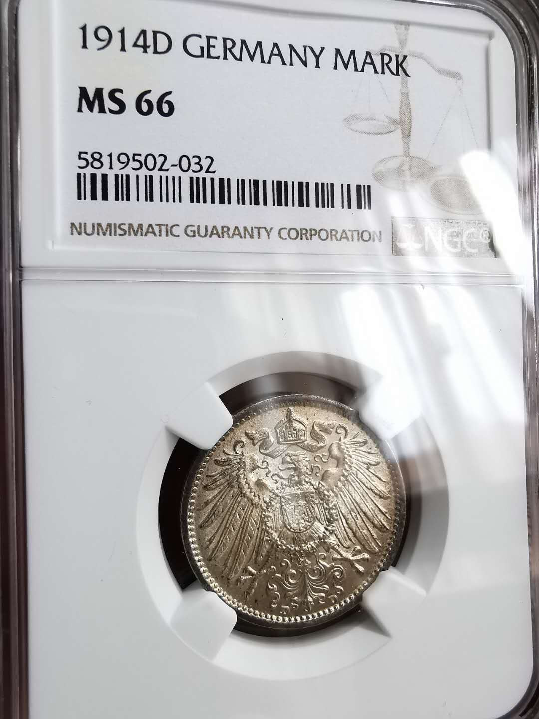 凡希社世界钱币微拍第一百二十九期 1914德国帝国马克NGC-MS66高分收藏级！