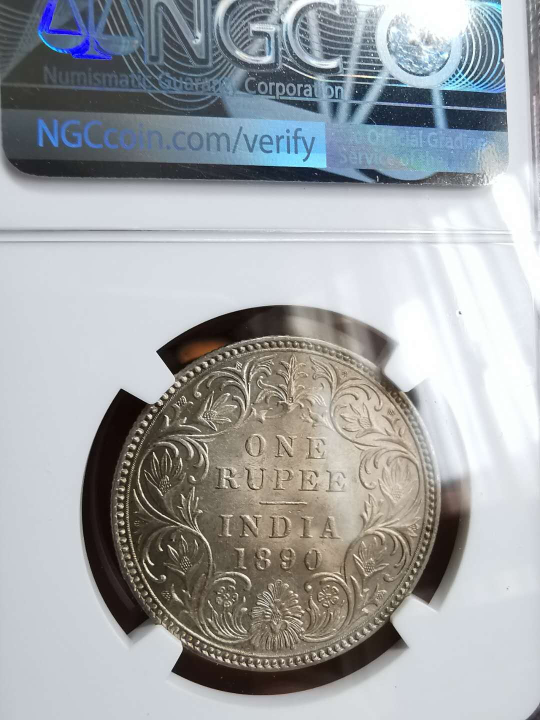 凡希社世界钱币微拍第一百二十九期 1890B印度小维卢比NGC-MS62