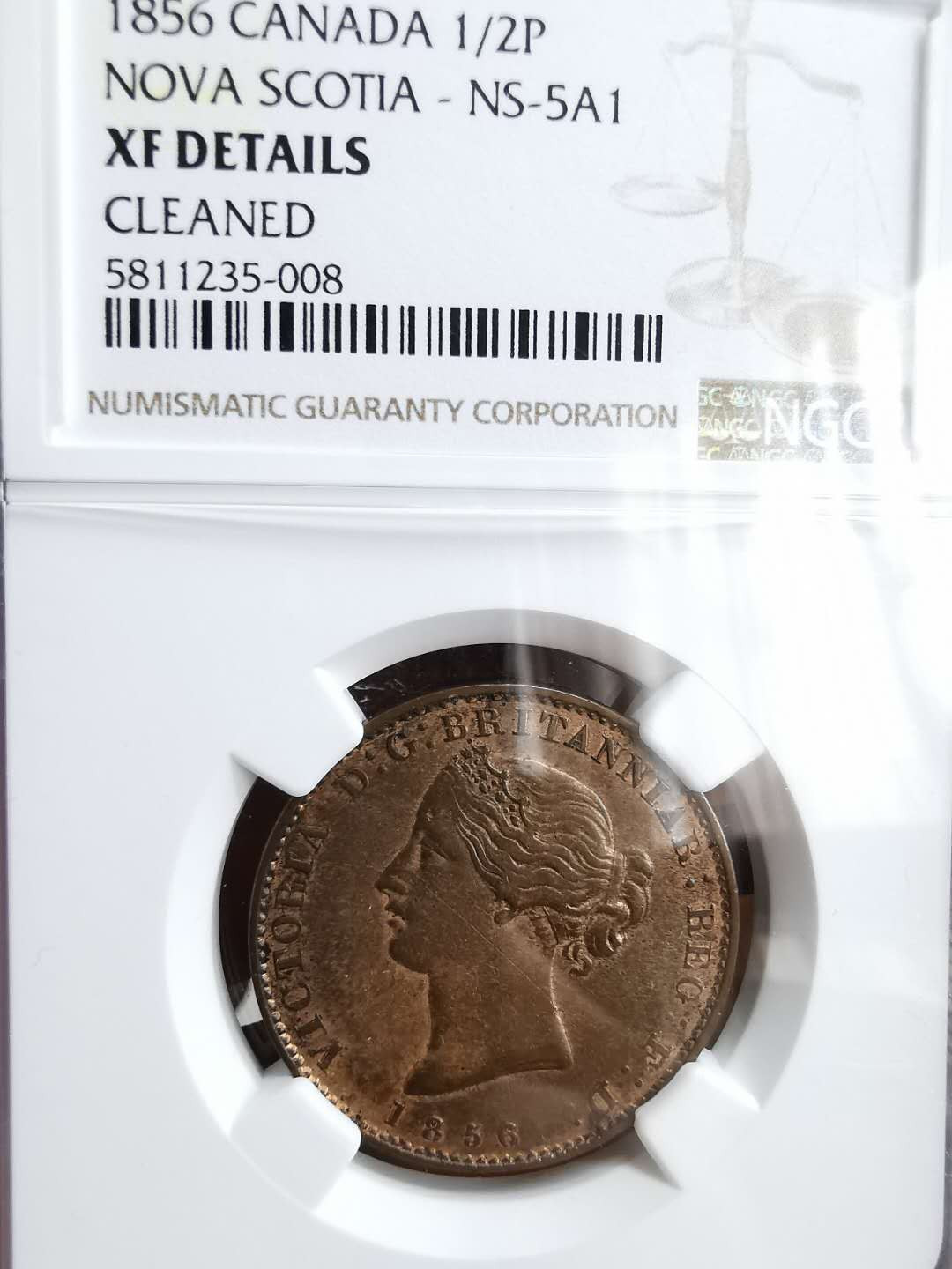凡希社世界钱币微拍第一百二十九期 1856新斯科舍1/2便士NGC-XFD