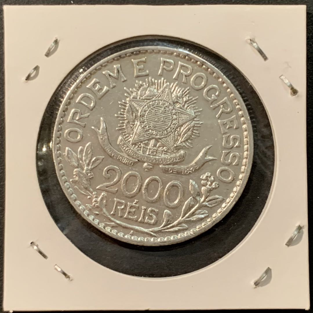 紫瑗钱币—微拍第95期  巴西 1913年 自由女神 2000里亚尔 20克 0.9银 