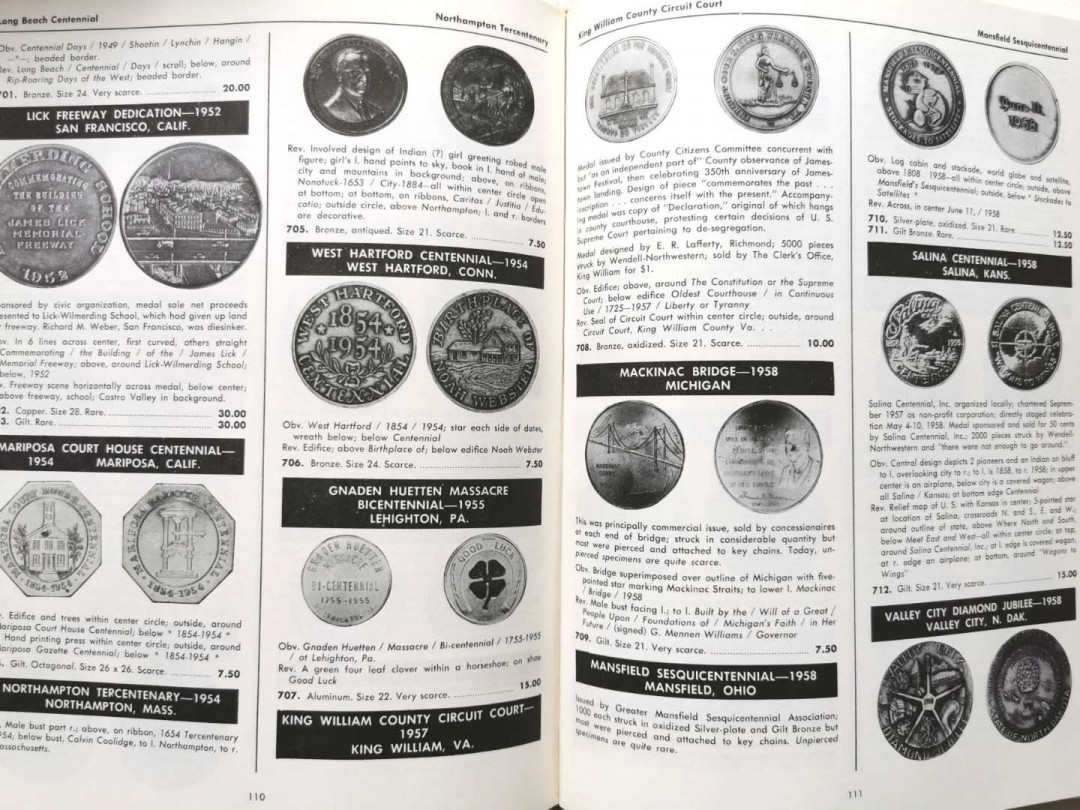 凡希社世界钱币微拍第一百二十九期 美国类美元纪念章目录 九品