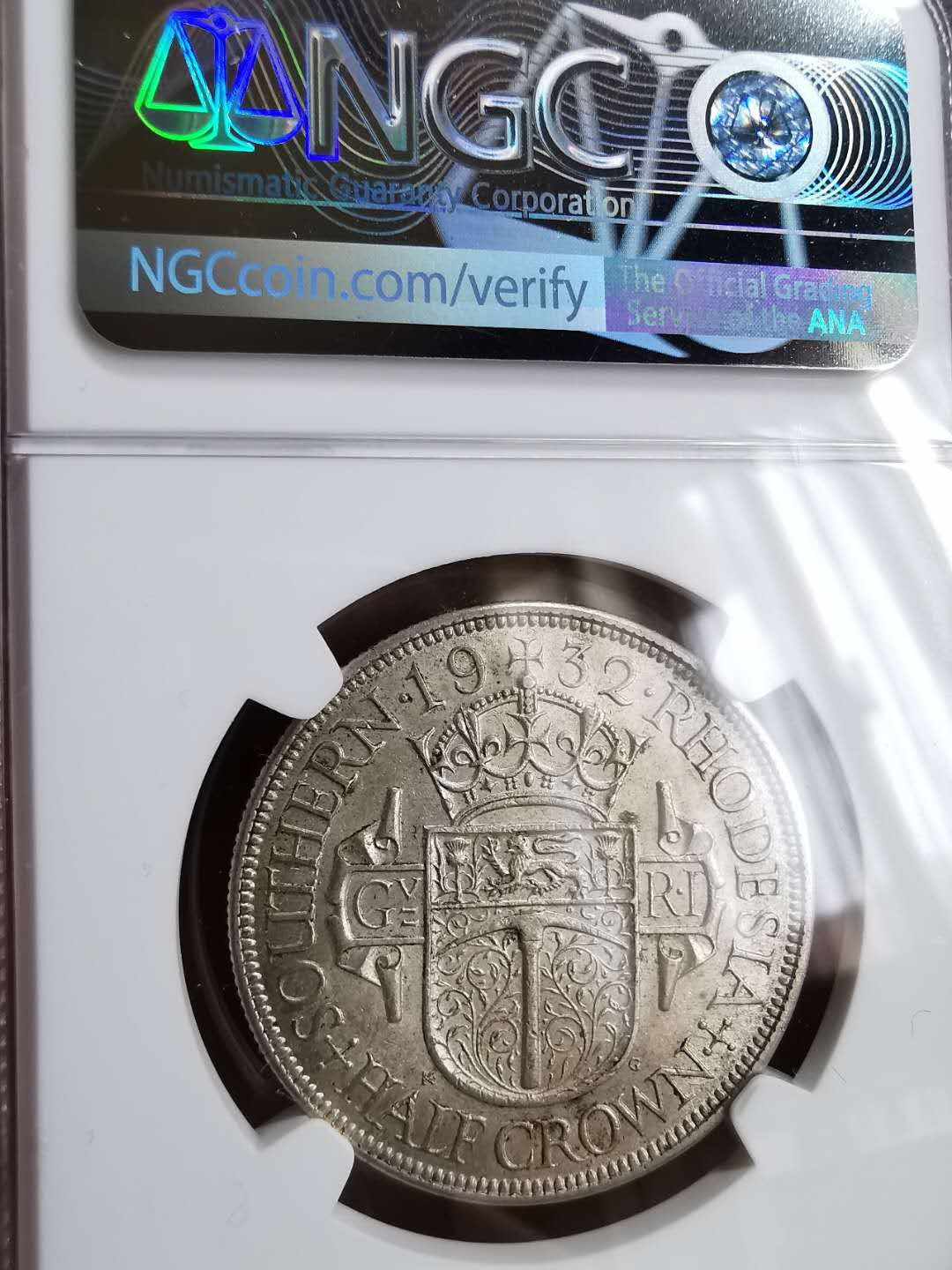 凡希社世界钱币微拍第一百二十九期 1932南罗得西亚1/2克朗NGC-MS61