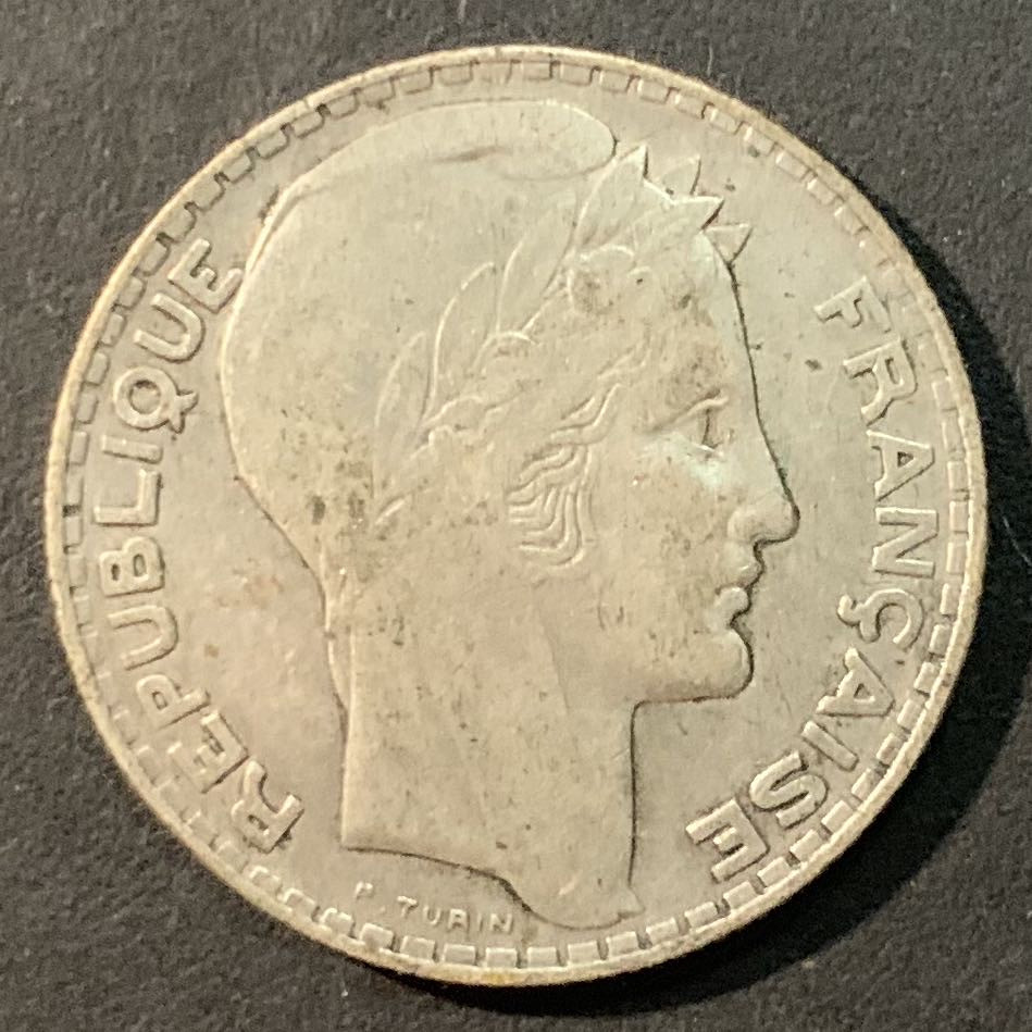 紫瑗钱币—微拍第95期  法国 1930年 自由女神 10法郎 10克 0.68银