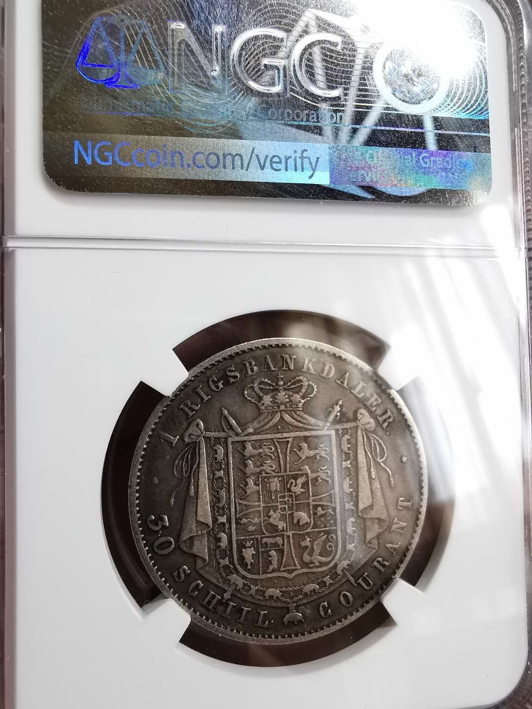 凡希社世界钱币微拍第一百二十九期 1847丹麦克里斯蒂八世rigstaler银NGC-XFD