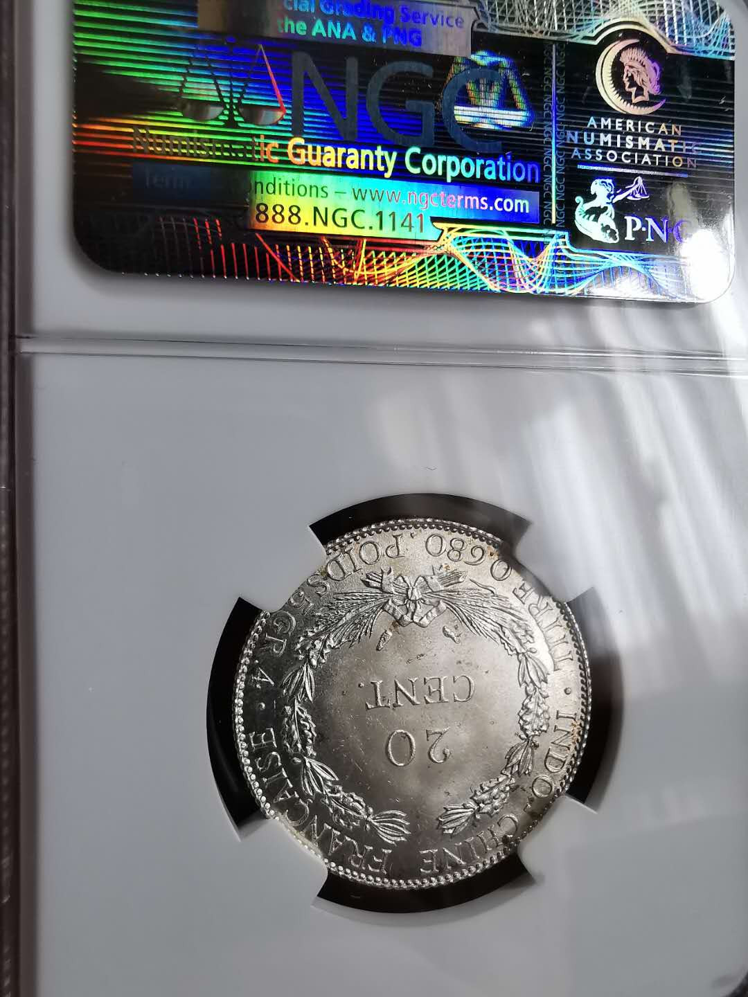 凡希社世界钱币微拍第一百二十九期 1937法属印度支那20分NGC-MS65收藏级！