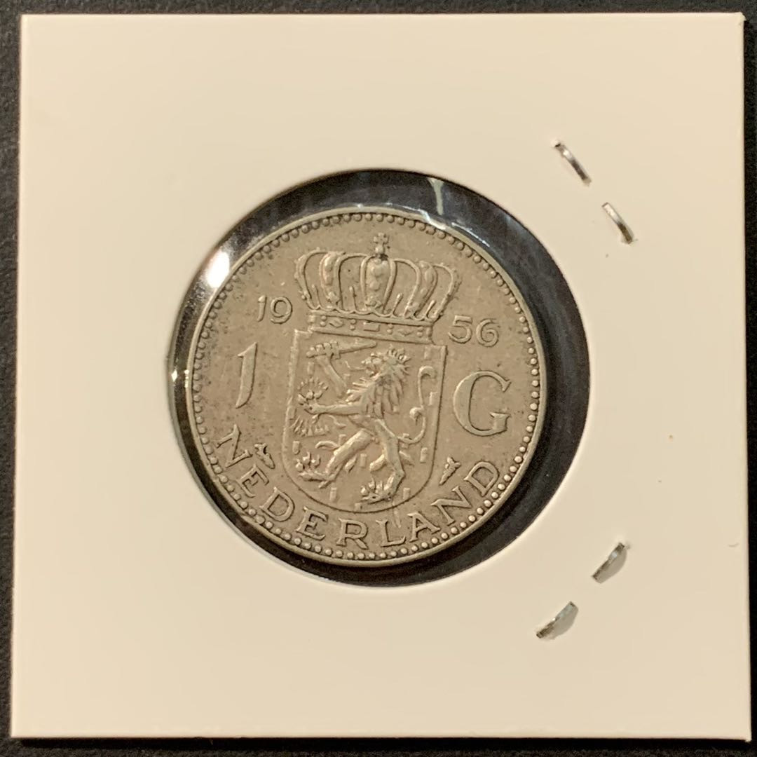 紫瑗钱币—微拍第95期  荷兰 1956年 1盾 银币 6.5克 0.72银 