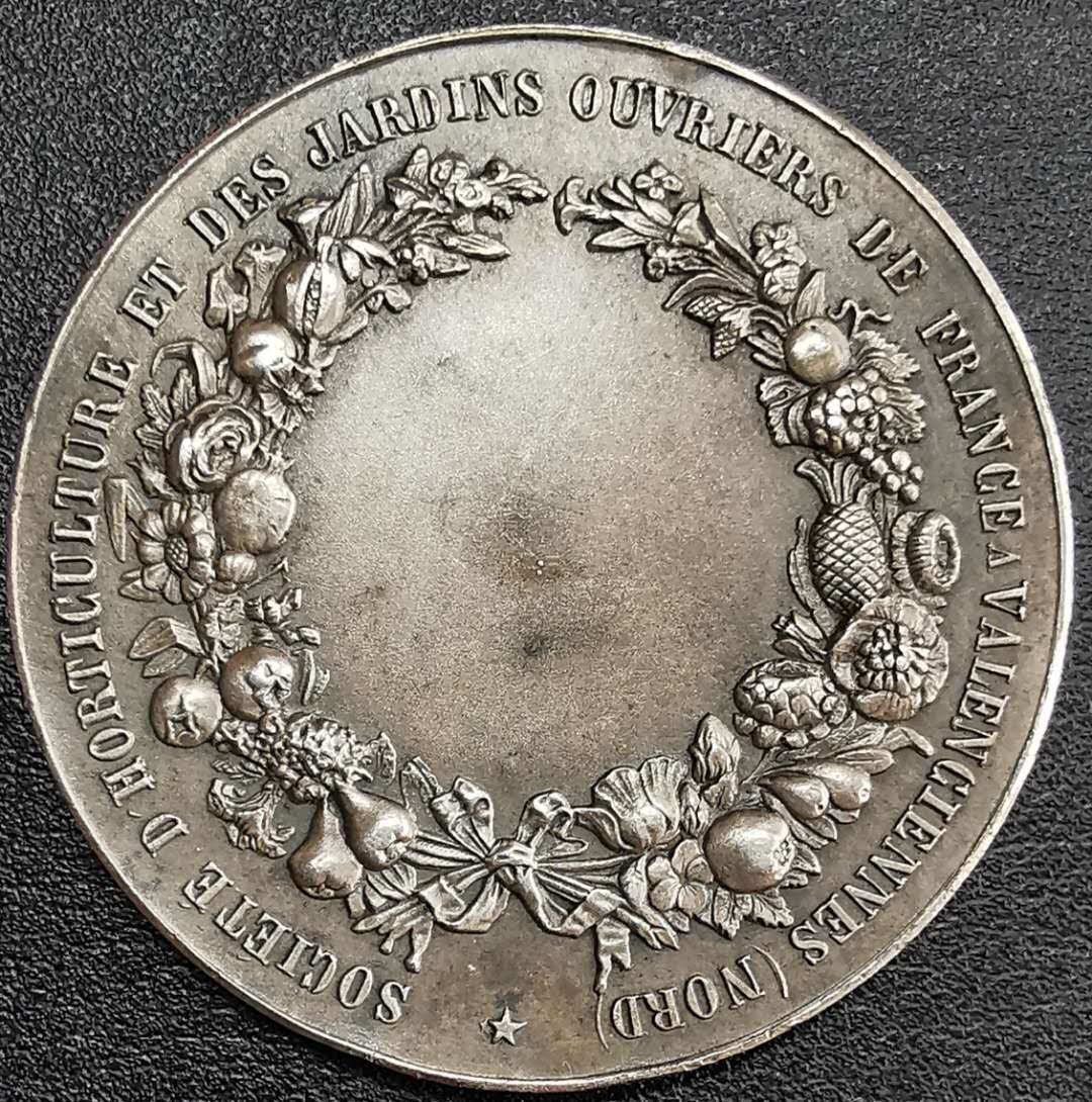凡希社世界钱币微拍第一百二十九期 法国园艺协会银章直径38mm 26.8g