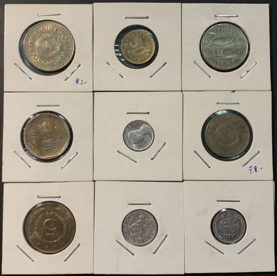 紫瑗钱币—微拍第95期  - 外国钱币一组9枚 NO.1