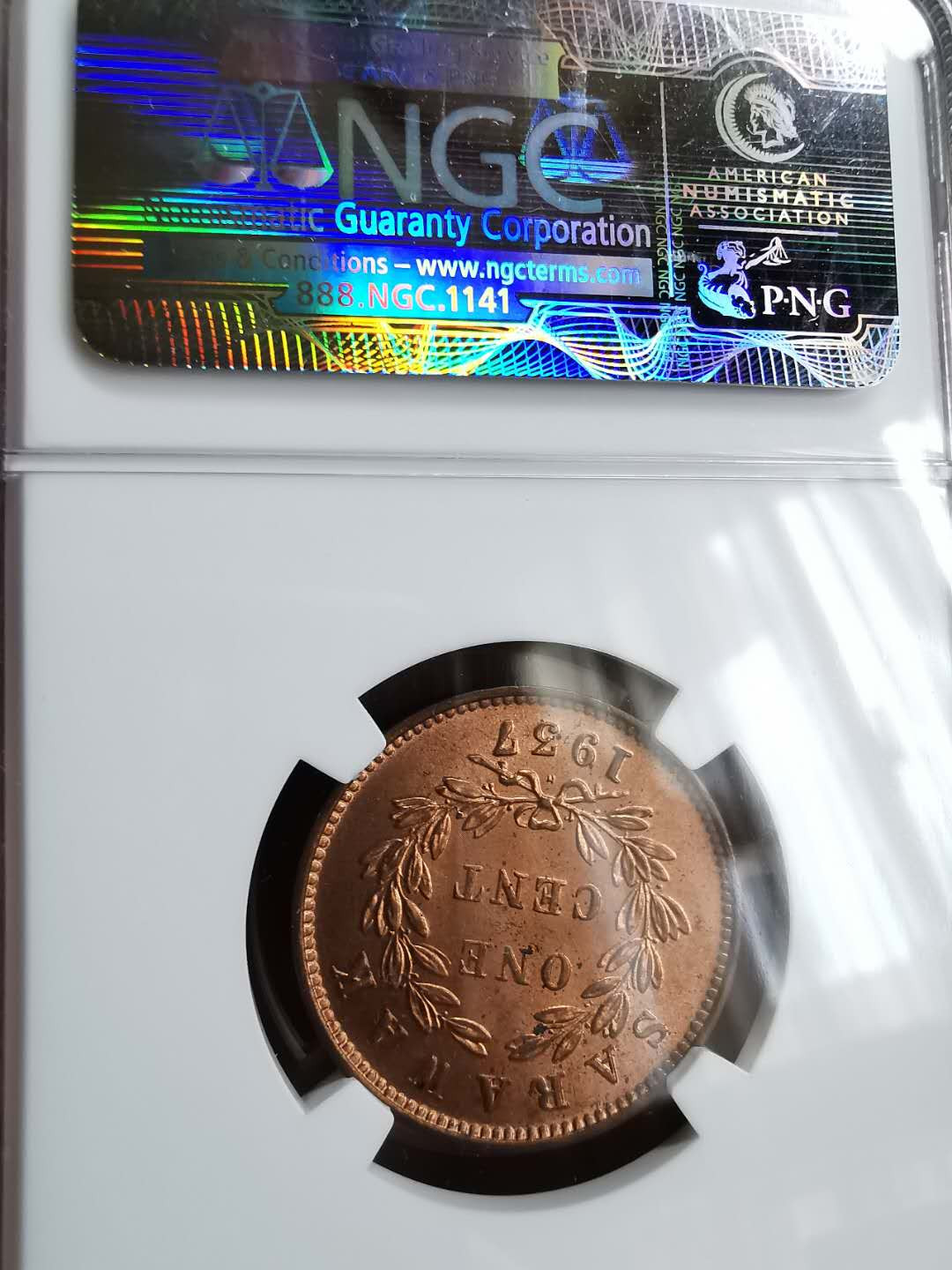 凡希社世界钱币微拍第一百二十九期 1937H沙捞越1分NGC-MS64RD