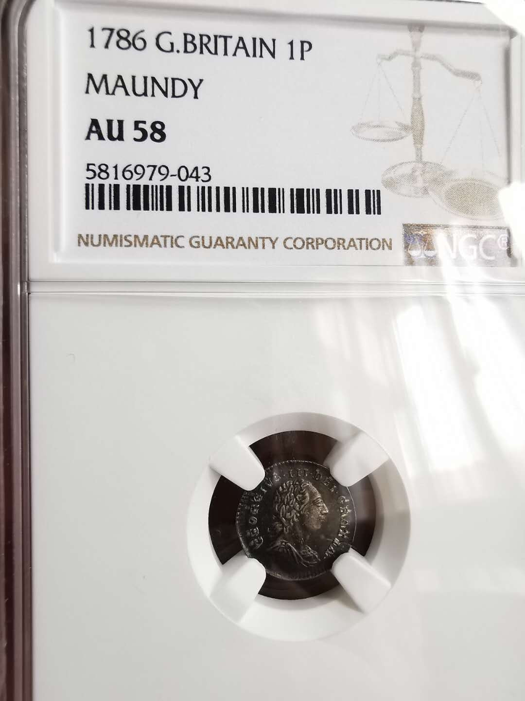 凡希社世界钱币微拍第一百二十九期 1786英国乔三银便士NGC-AU58