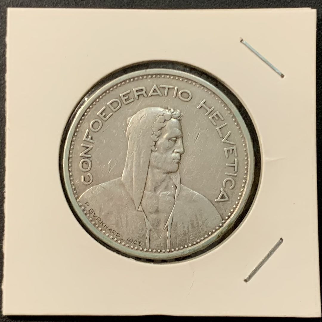 紫瑗钱币—微拍第95期  瑞士 1932年 威廉·泰尔 5法郎 15克 0.835银 