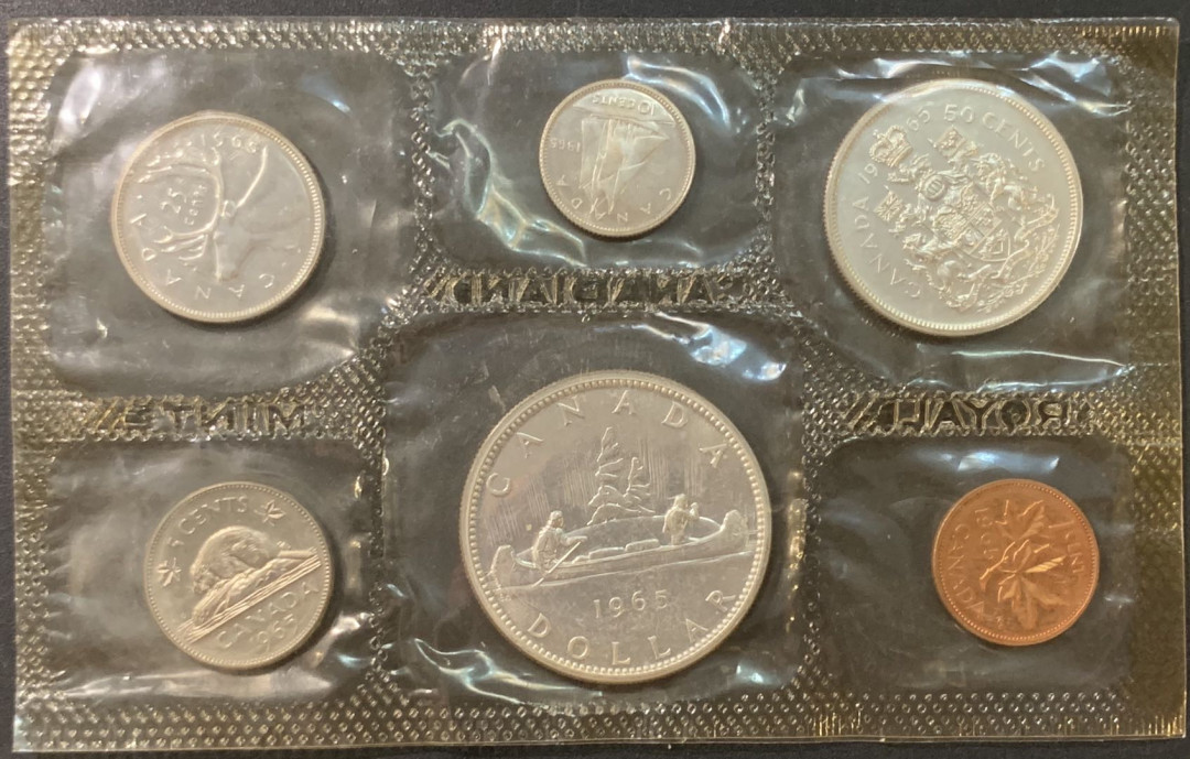 紫瑗钱币—微拍第95期  加拿大 1967年 伊丽莎白二世 1分 —1元 6枚  共41.625克 0.8银 原厂套