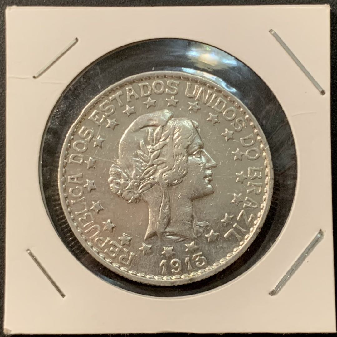 紫瑗钱币—微拍第95期  巴西 1913年 自由女神 2000里亚尔 20克 0.9银 