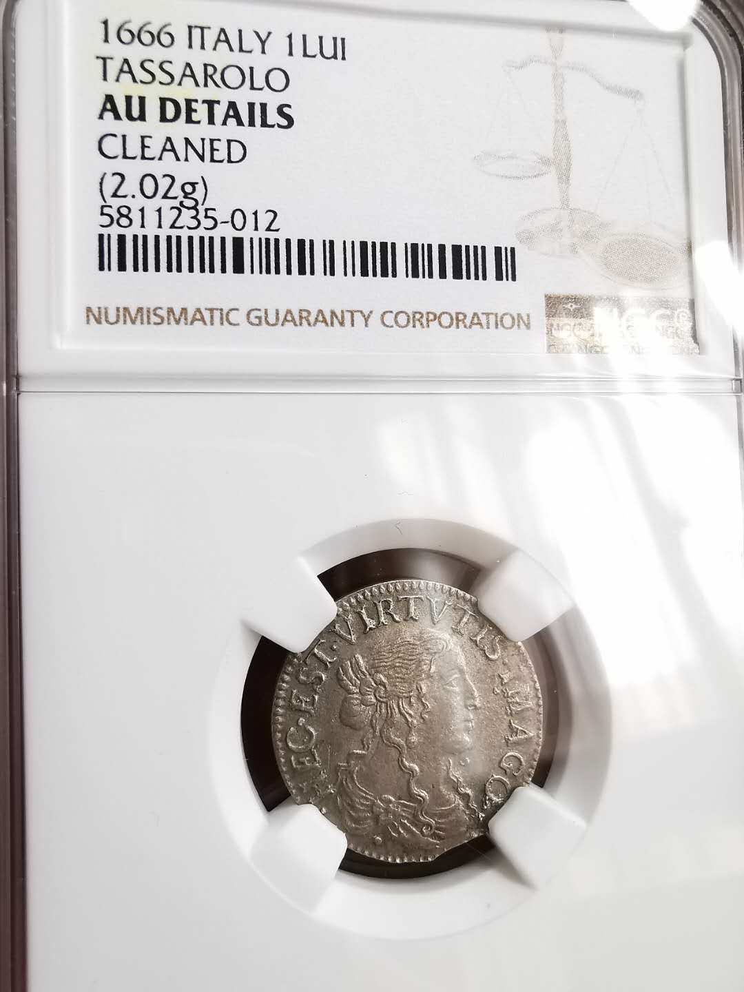 凡希社世界钱币微拍第一百二十九期 1666意大利塔撒罗洛Tui银NGC-AUD