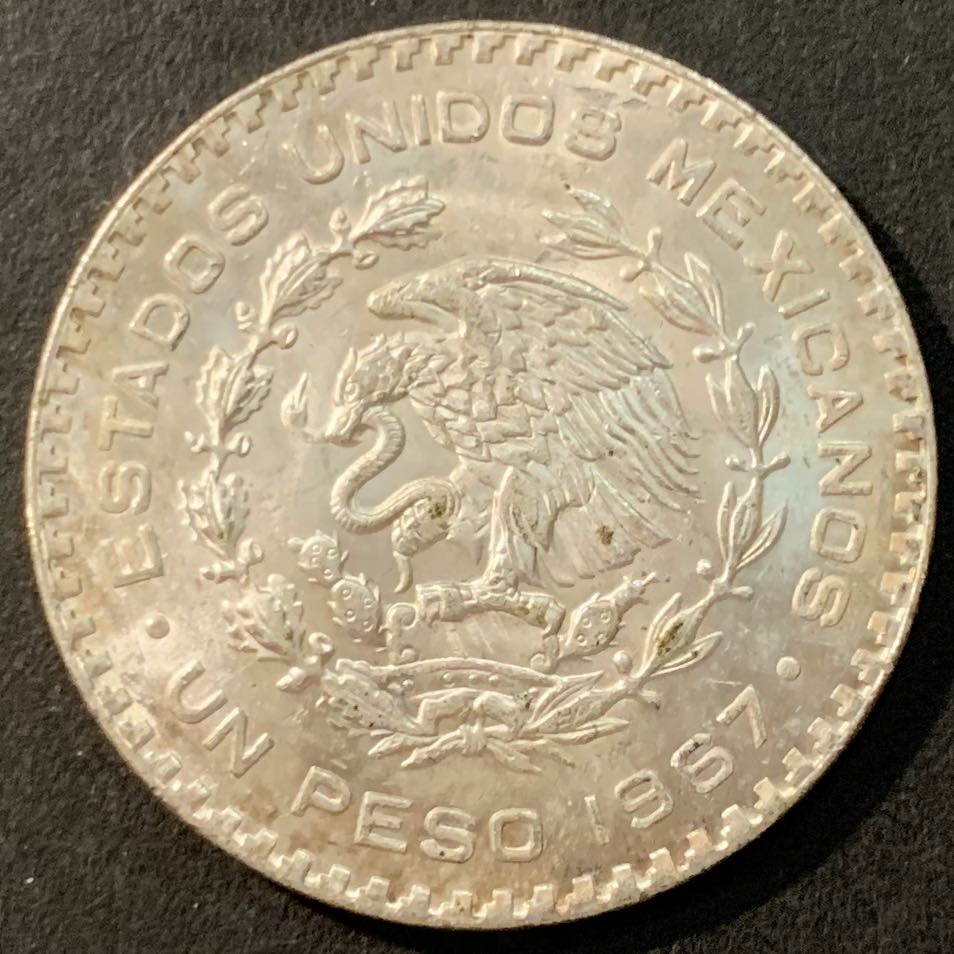 紫瑗钱币—微拍第95期  墨西哥 1957年人物 1比索 16克 0.1银 BU