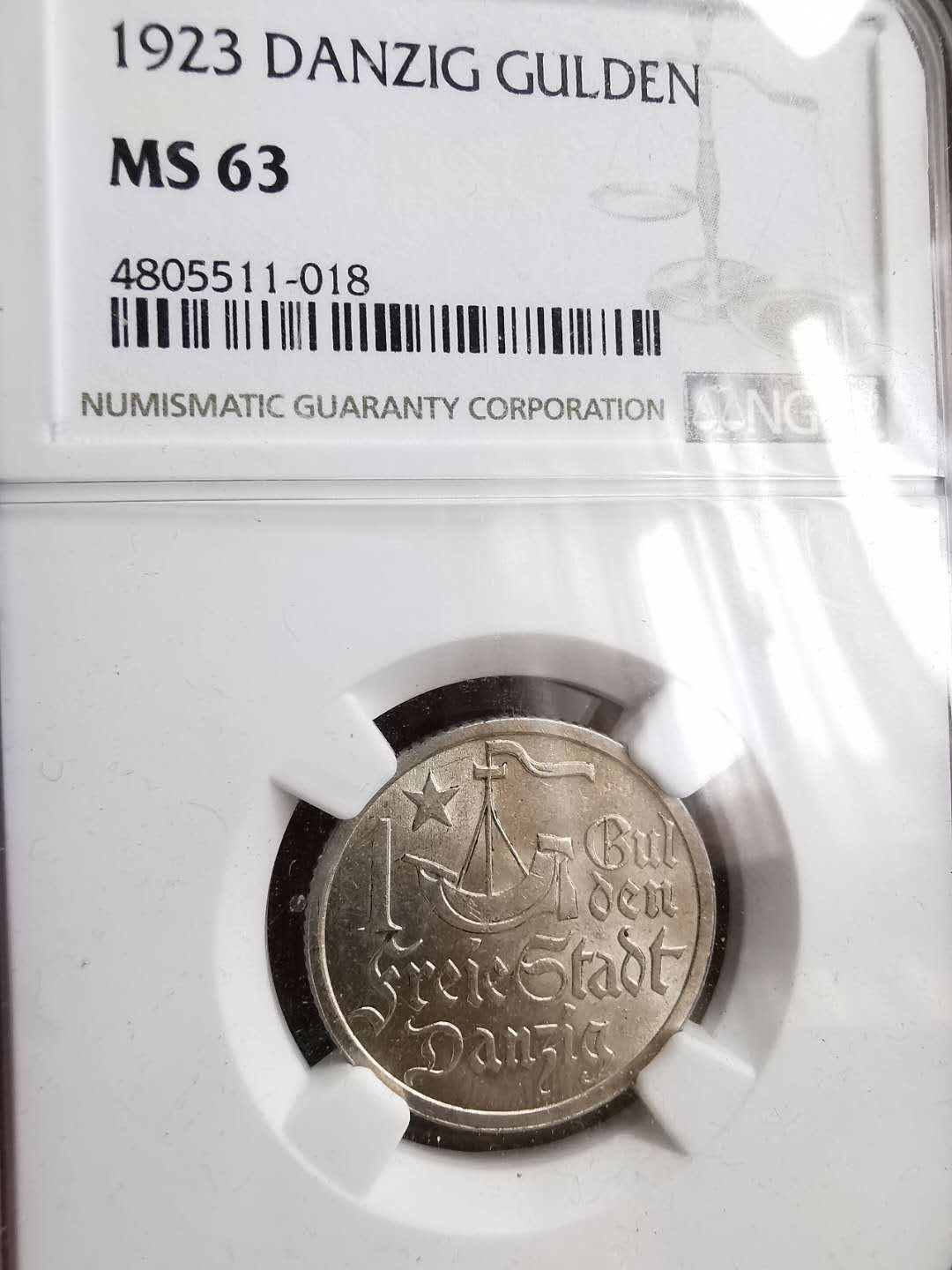 凡希社世界钱币微拍第一百二十九期 1923但泽自由市1盾NGC-MS63