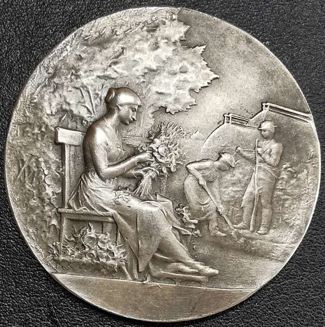 凡希社世界钱币微拍第一百二十九期 法国园艺协会银章直径38mm 26.8g