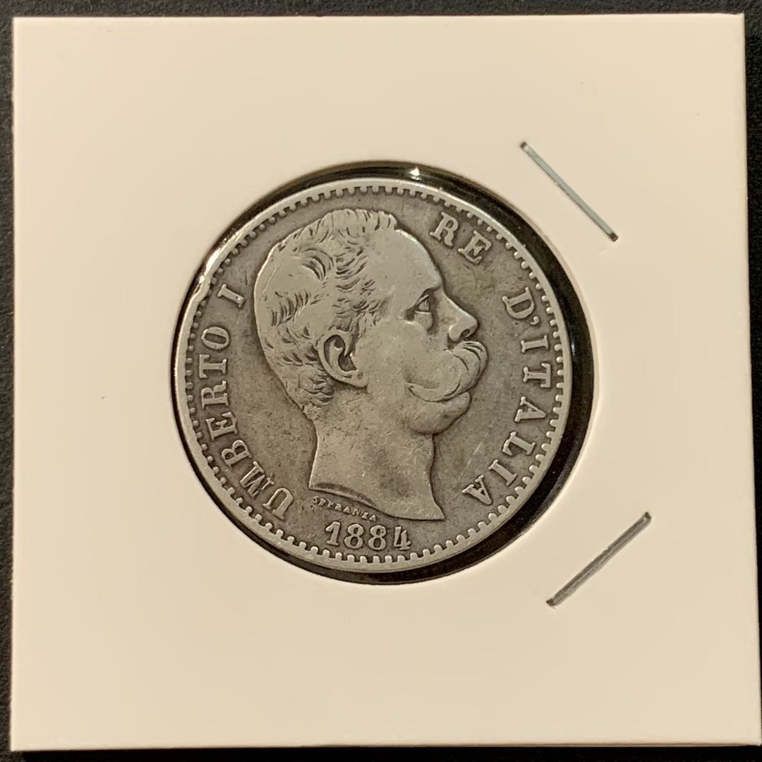 紫瑗钱币—微拍第95期  意大利 1884年 翁贝托一世 2里拉 10克 0.835银
