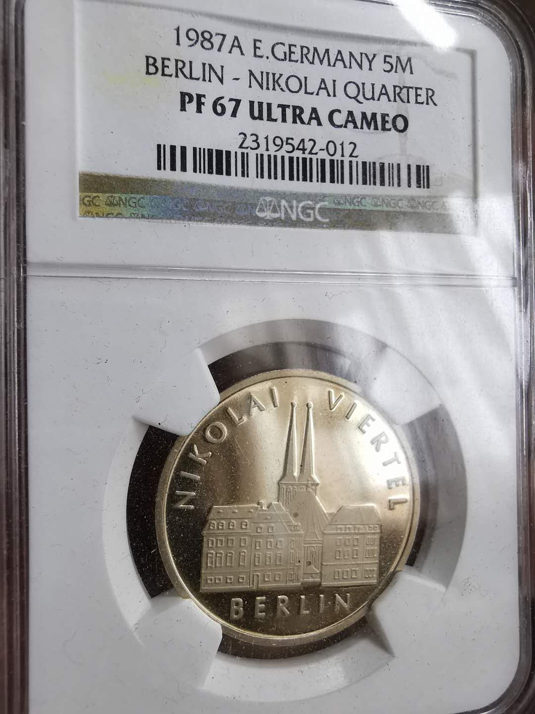 凡希社世界钱币微拍第一百二十九期 1987东德柏林教堂纪念5马克精铸NGC-PF67UC