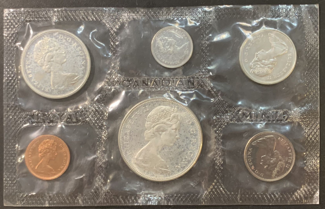 紫瑗钱币—微拍第95期  加拿大 1967年 建国百年 1分 —1元 6枚套  共41.625克 0.8银 原厂装