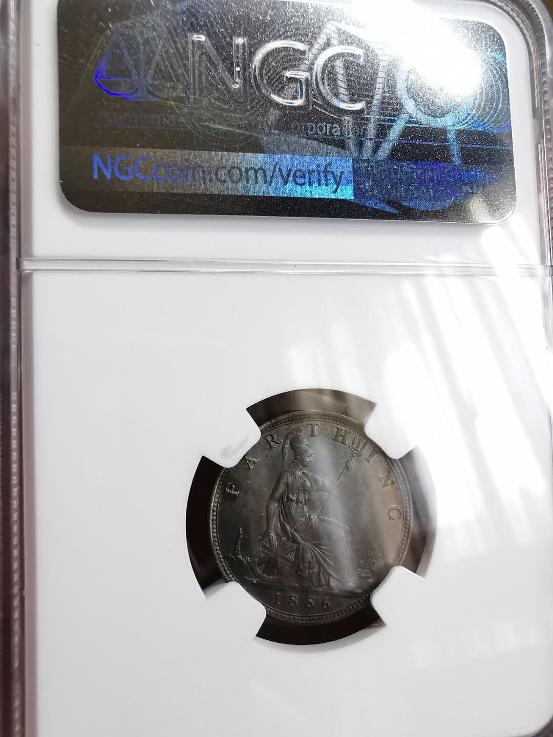 凡希社世界钱币微拍第一百二十九期 1886英国小维1/4便士NGC-MS62