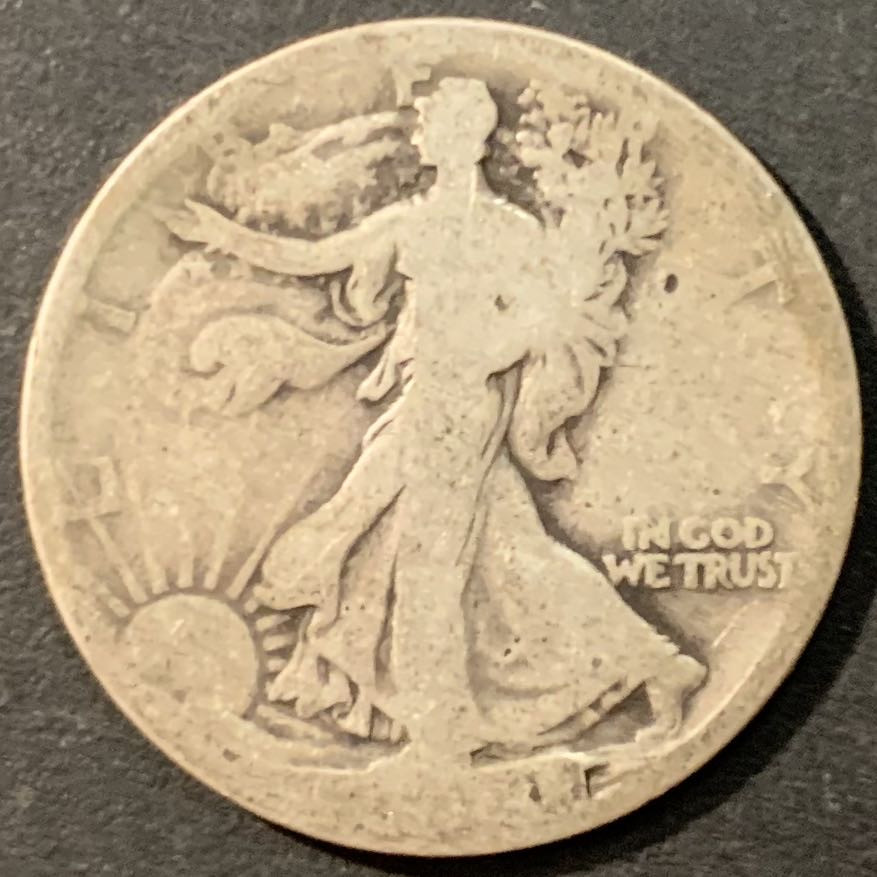 紫瑗钱币—微拍第95期  美国 年份不清晰 行走女神 半美元 50美分 12.5克 0.9银