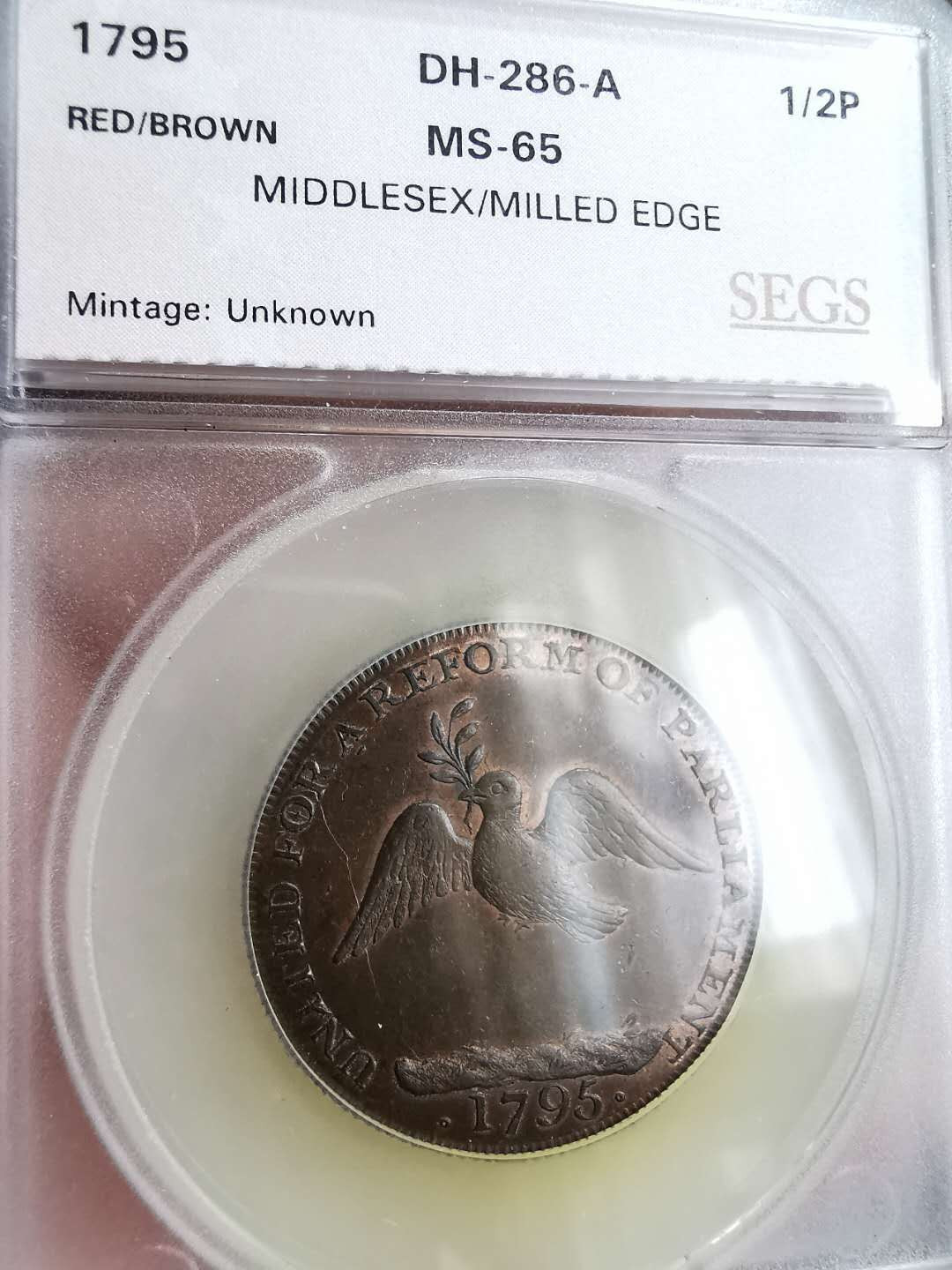 凡希社世界钱币微拍第一百二十九期 1795英国中赛克斯1/2便士TOKEN BU+