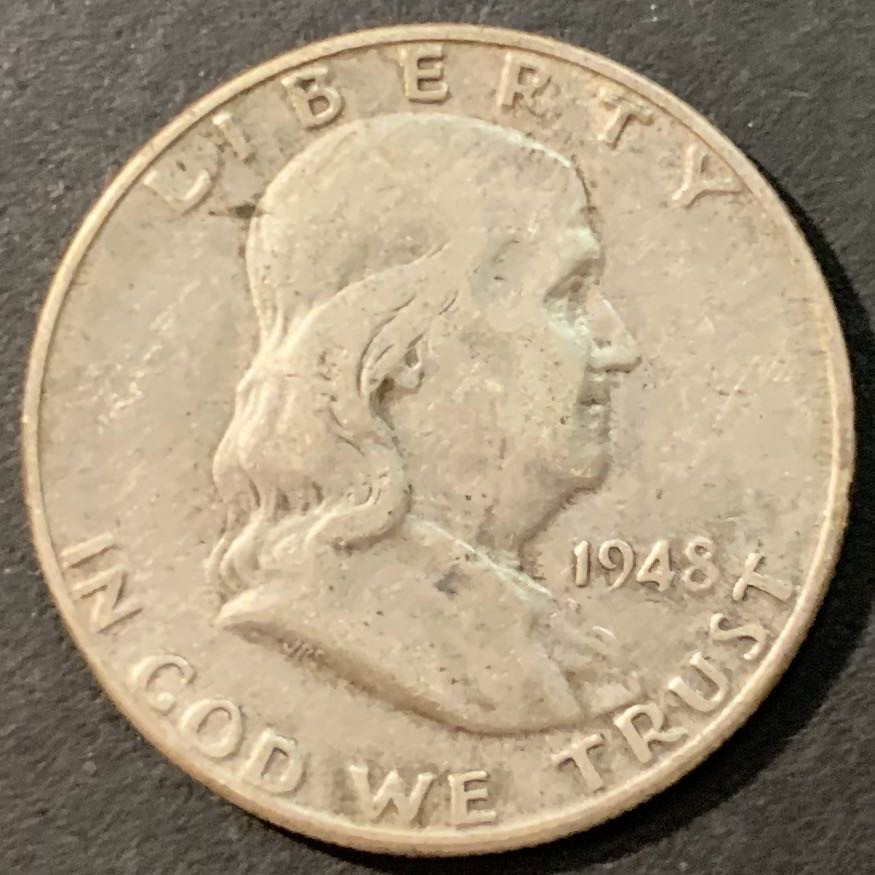 紫瑗钱币—微拍第95期  美国 1948年 富兰克林 半美元 50美分 12.5克 0.9银 