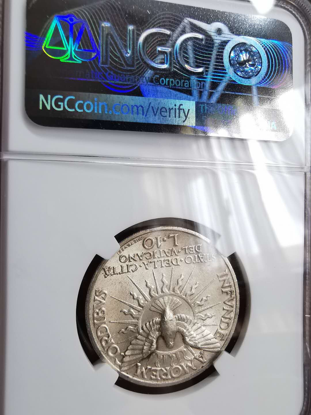 凡希社世界钱币微拍第一百二十九期 1939梵蒂冈缺位10里拉银币NGC-MS64