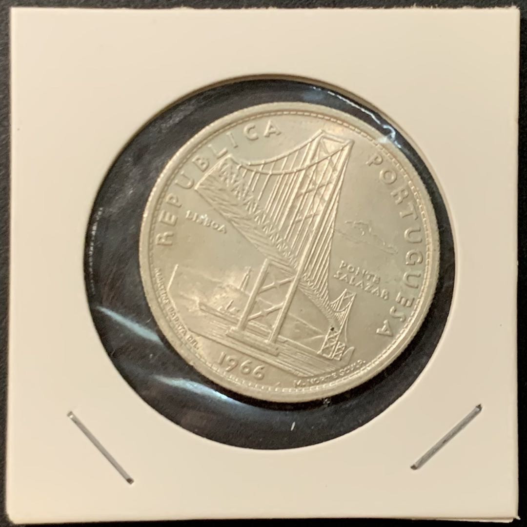 紫瑗钱币—微拍第95期  葡萄牙 1966年  里斯本大桥 20埃斯库多 10克 0.65银 UNC