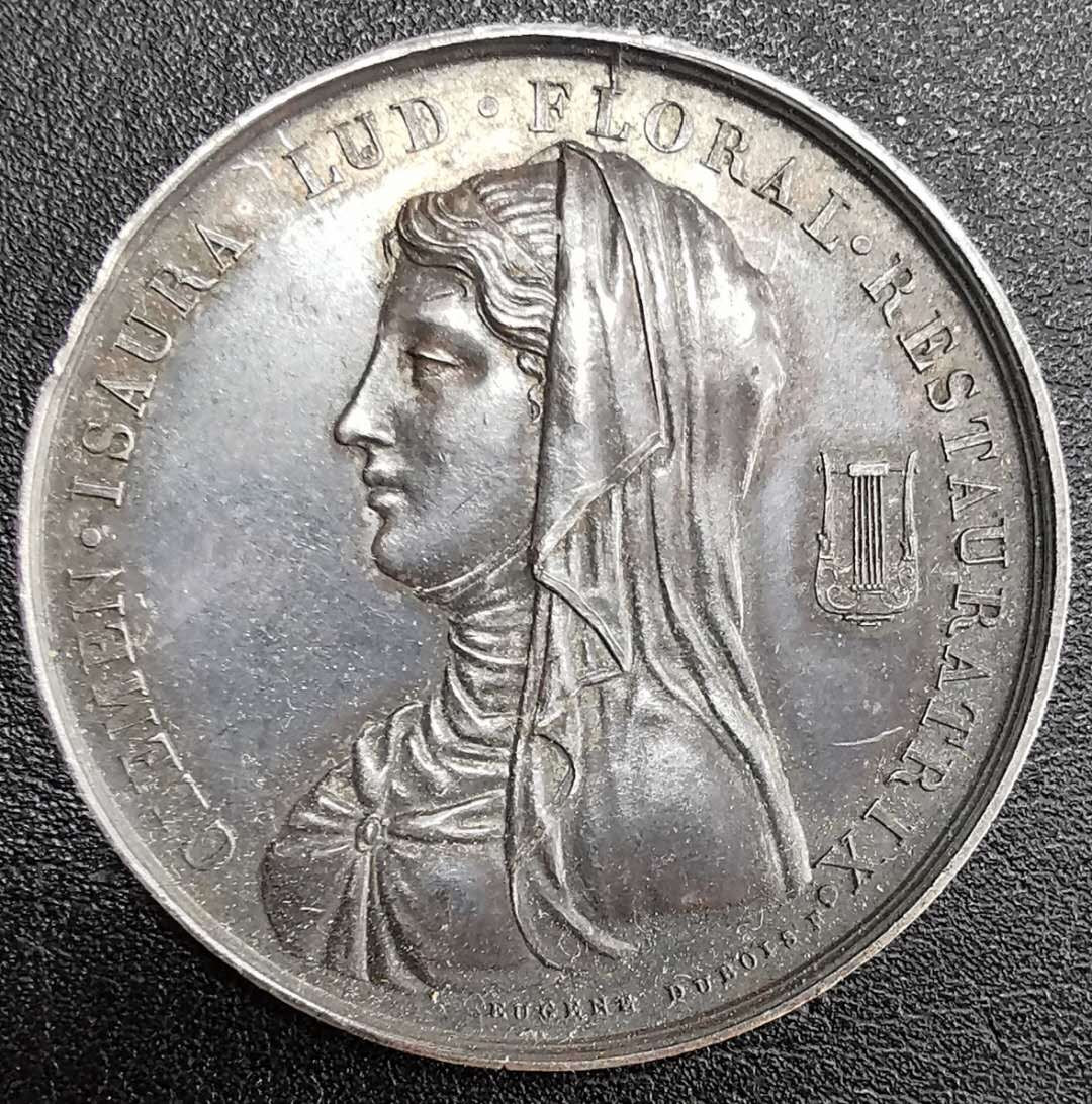 凡希社世界钱币微拍第一百二十九期 法国图卢兹珍宝创始人纪念银章直径35mm 16.4g