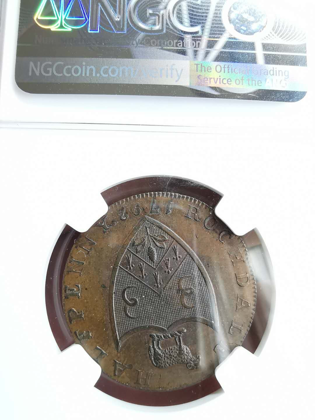 凡希社世界钱币微拍第一百二十九期 1793兰开斯特郡1/2便士token NGC-MS62