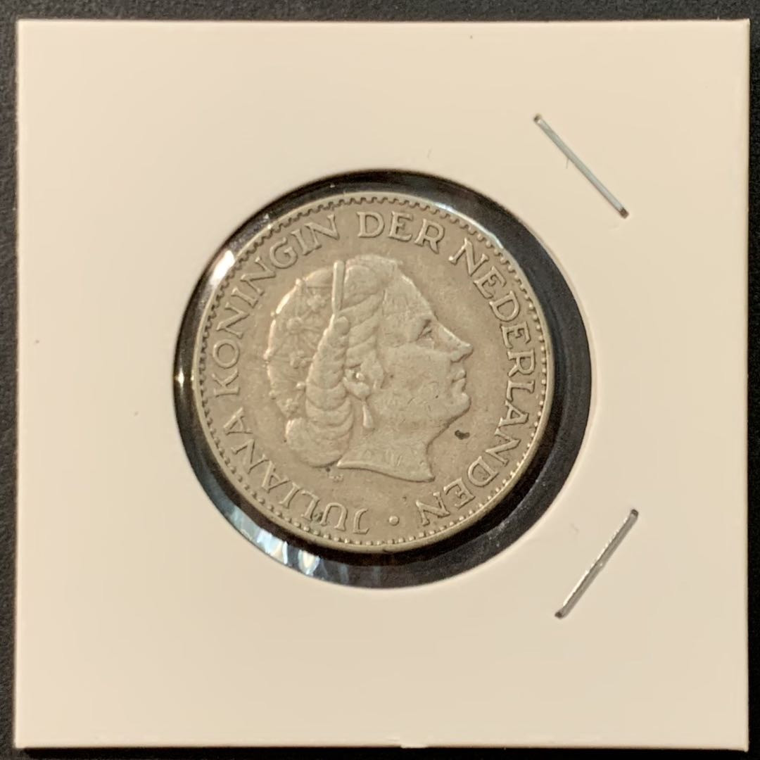 紫瑗钱币—微拍第95期  荷兰 1956年 1盾 银币 6.5克 0.72银 