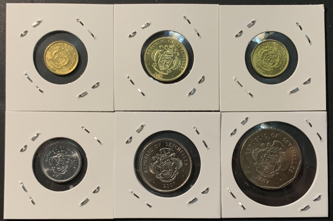 紫瑗钱币—微拍第96期  塞舌尔 2007年 流通币 动物 1分—5卢比 6枚套 UNC