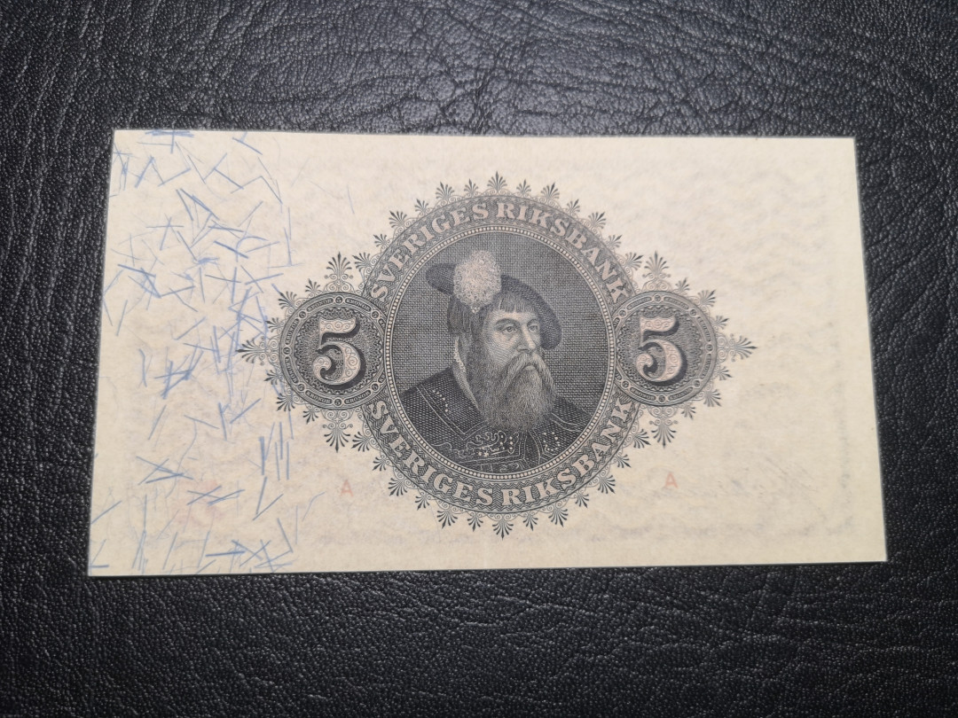 《外钞收藏家》第八十二期拍卖 1924年瑞典5克朗 近百年纸币 全新unc