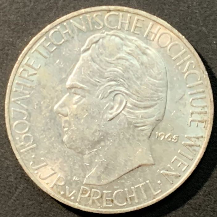 紫瑗钱币—微拍第96期  奥地利 1965年 维也纳技术大学150周年 25先令 13克 0.8银